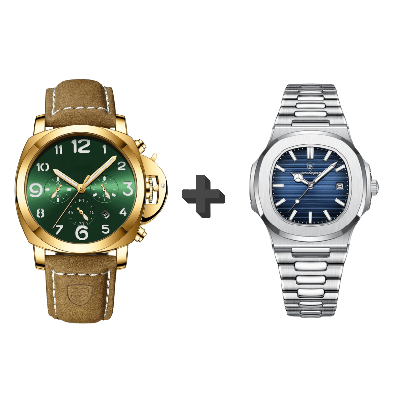 herren-uhr-lemans-und-nautaire-gold-grün