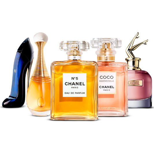 Combination of 5 women's perfumes – Good Girl, J’adore, Chanel Nº5, Coco Mademoiselle and Scandal [100 ml each]
