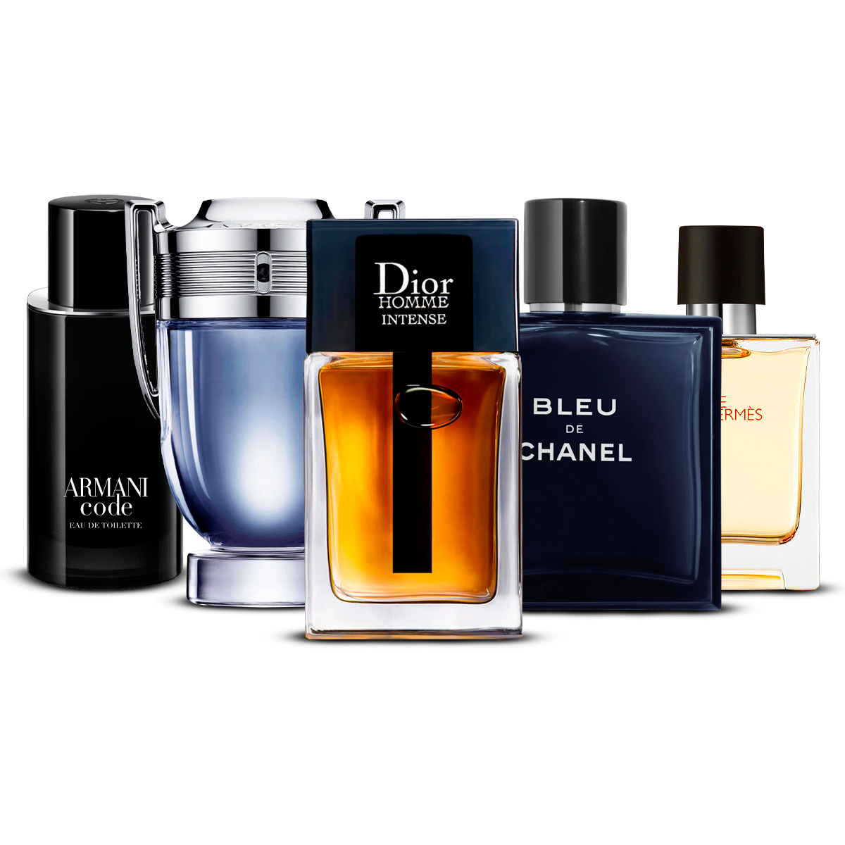 Combination of 5 men's perfumes – Armani Code, Invictus, Dior Homme Intense, Bleu de Chanel and Terre d’Hermès [100 ml each]