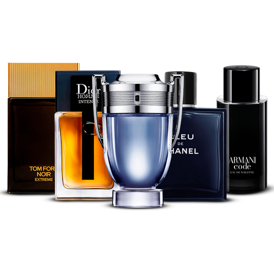 Combination of 5 men's perfumes – Tom Ford Noir Extrême, Dior Homme Intense, Invictus, Bleu de Chanel and Armani Code [100 ml each]