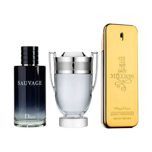 Combination of 3 men's perfumes – Sauvage, Invictus and 1 Million [100 ml each]